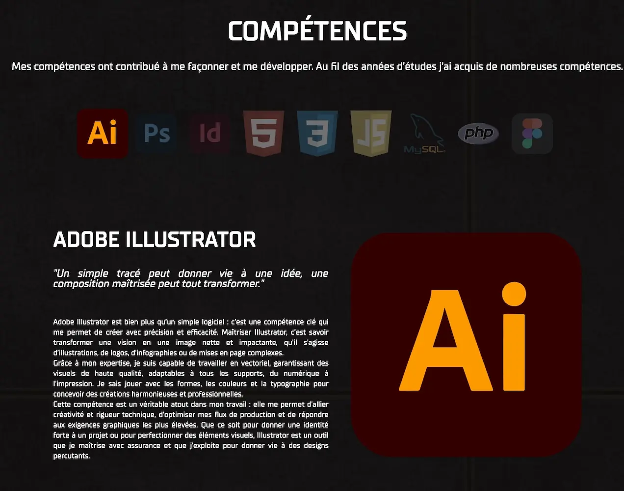 Mes compétences sous forme de liste à choisir
