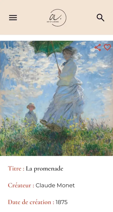 Product page, featuring a painting by Claude Monet